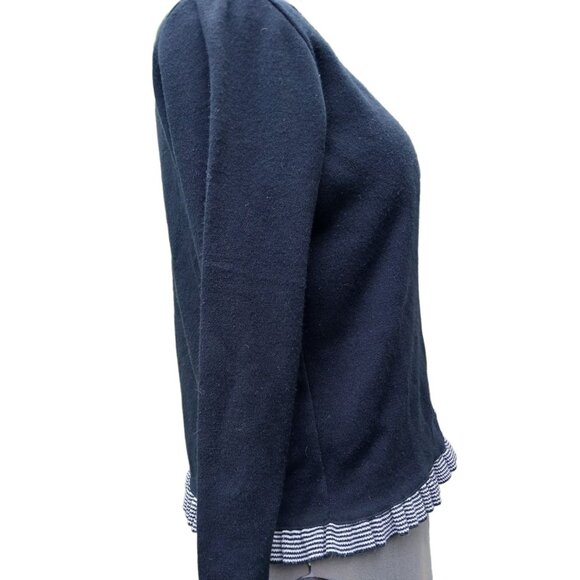 Vtg 80s Womens Casual Ruffle Hem Preppy Academia Size Medium V-Neck Cardigan - Picture 2 of 4